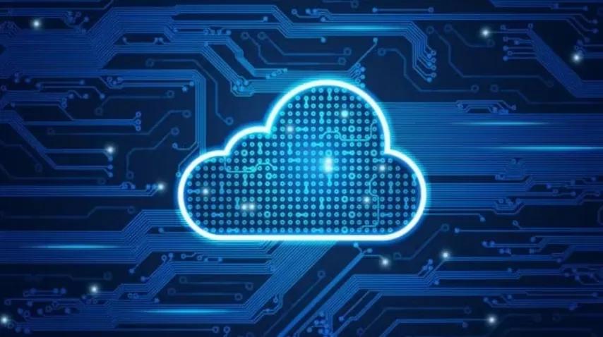 Illuminated cloud icon on a circuit board, representing a SunSystems Cloud release