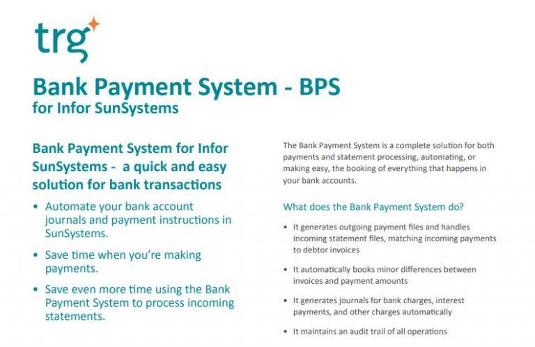 Bank Payment System for Infor SunSystems