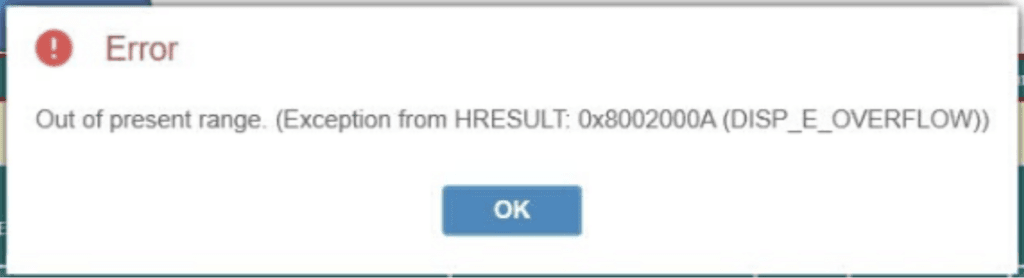 Datasend Import “Out of Present Range” Error