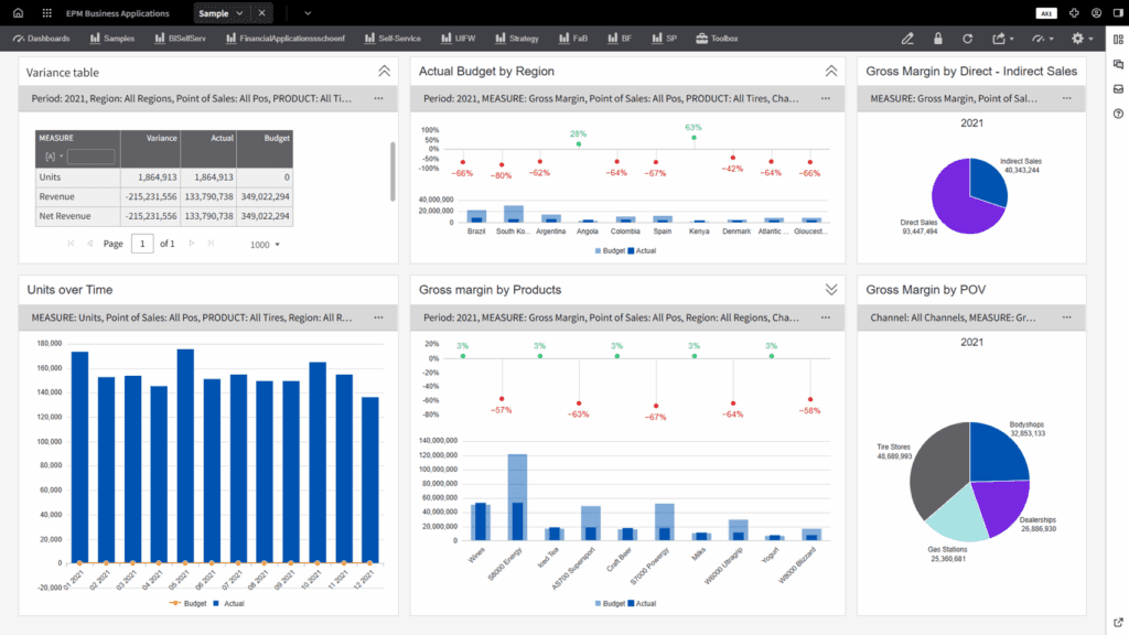 Infor EPM financial dashboard