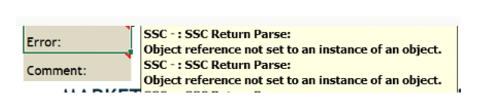 Infor Query and Analysis error message: SSC Return Parse