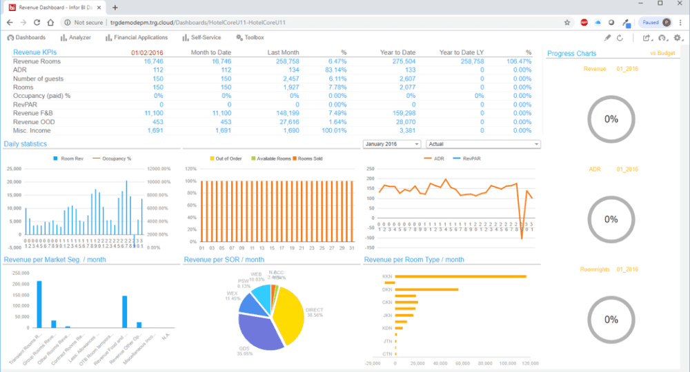 Infor EPM dashboard