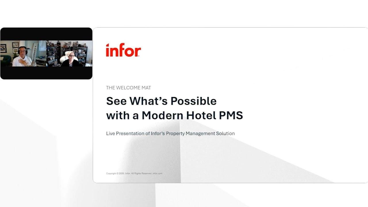 Video của Infor: See What's Possible with a Modern Hotel PMS — buổi giới thiệu trực tiếp giải pháp quản lý khách sạn của Infor