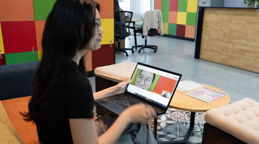 A TRG team member working remotely