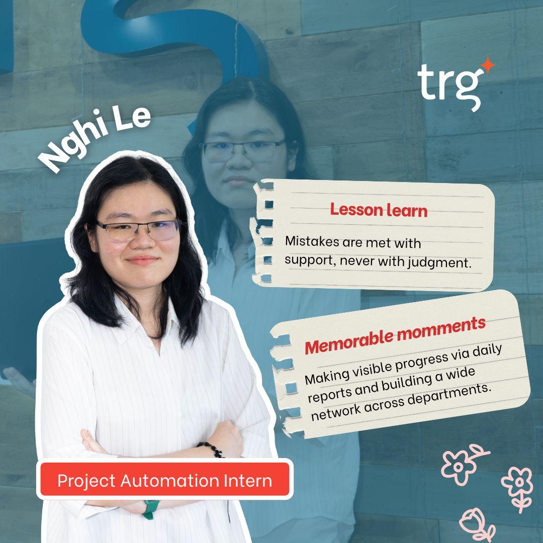 Le Nguyen Hoang Nghi, thực tập sinh Tự động hóa dự án tại TRG International