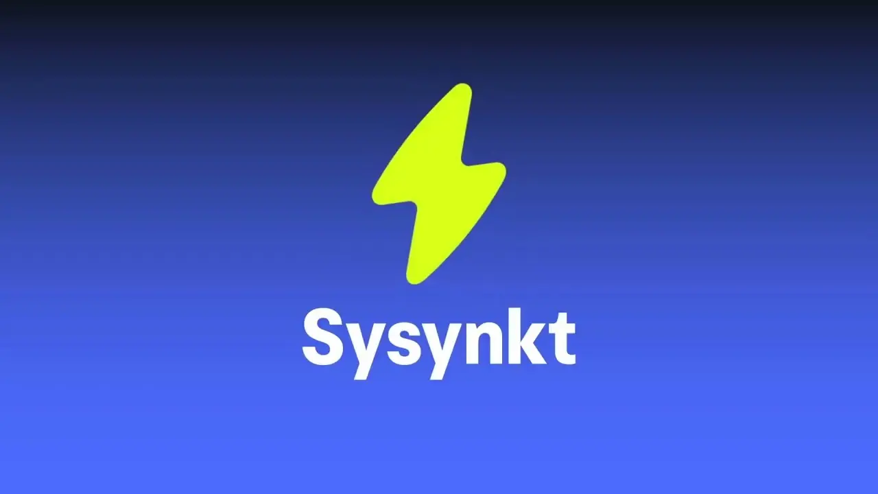 Sysynkt video title card: the Sysynkt lightning-bolt logo and wordmark on a blue gradient