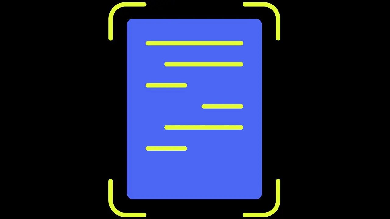 Sysynkt video title card: a stylised invoice inside scanning brackets on black